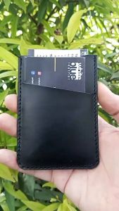 Dompet kartu slim kulit Sapi Warna Hitam - Slim Wallet Card
