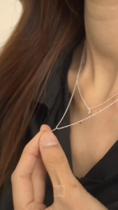 MILLENNE Minimal Thin Vertical Bar Rose Gold Necklace with 925 Sterling Silver (MLP-01)