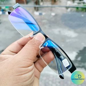 COD Kacamata Baca Plus Pria Super fokus Frame setengah Bingkai free kotak dan kain lap