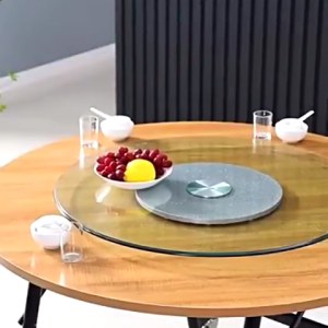 【COD】Luxury Swivel Glass Turntable - Round Tempered Glass Dining Table Top with Gold Base