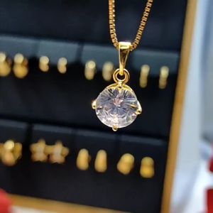 Gold Necklace pawnable 18k Saudi Gold Opal Womens Four Claw Zircon Pendant Engagement Bridal Jewelry
