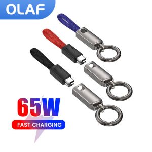 Keychain USB Type C Data Cord PD65W USB C to Type C Cable  3A Fast Charging 10CM Short Cable Type C For iPhone 15 Xiaomi Samsung