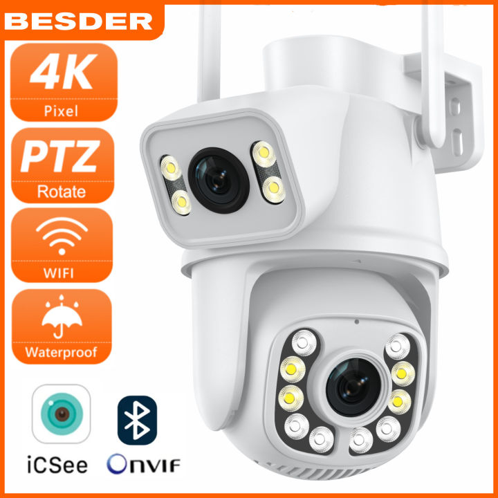 BESDER 12MP 8MP 4K CCTV Camera Connect to Cellphone 360 Dual Lens PTZ ...