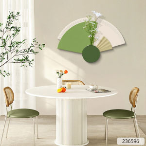 2024 New Creamy Style Creative Fan Shape Floral Restaurant Decoration Painting Modern Minimalist Dining Hall Background Wall Art