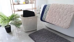 Convenient Non-Slip Memory Foam Stone Pattern Bathroom Floor Mat Set/Water-Absorbent and Non-Slip SEOULGLOW