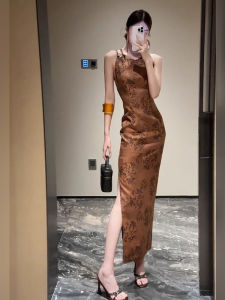 DANTING | Chinese Style Modified Cheongsam Side-Slit Sheath Long Dress