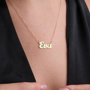 KL015 Kalung Liontin Nama Font Script Buat Namamu Lapis Emas 24k Anti Karat