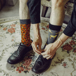 British Style Mens Socks Tide Knee Socks Retro Internet Hot Money Leopard Print Trendy Brand Socks Pure Cotton Ins Fashion Stockings Women