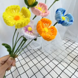 DIY handmade Children toy 100pcs Colorful Dense Fuzzy Wire Flower Stem Chenille Flower Decorations
