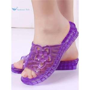 Crystal Plastic Transparent Womens Slippers Large Size Jelly Color Slope Heel Home Bathroom Anti-slip Slippers Sport Outdoor Accessories