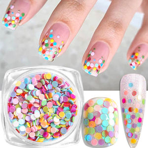 Colorful Mini Polka-Dot Nail Sequins – Holographic Nail Art Cute "Dopamine-Style" Charm Nail Salon Supplies & DIY