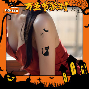 Halloween Halloween Cartoon Color Tattoo Sticker Pumpkin Bat Witch Broom Kitten Waterproof Cute Stickers