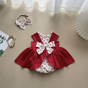 (3-12kg) Body Váy Cherry Đỏ NHÍM XÙ KIDS Cho Bé Gái Sơ Sinh Đầy Tháng Thôi Nôi B001