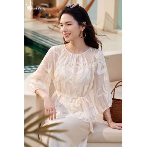 Misoshine | Embroidered New Chinese Style Silk Shirt