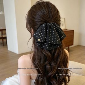 Elegant Polka Dot Skirt Design Half Up Hair Claw Clip