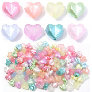 50pcs/lot Heart Shape Acrylic Beads 13X14mm Shiny Love Heart Beads Loose Spacer Bead For DIY Jewelry Making Bracelet Necklace