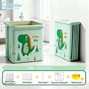 Orzbow Newborn Foldable Bath Tub Small Square Bucket Baby Bathtub for Toddler and Adult Baby Portable Swimming Pool