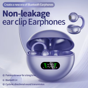 Sport Open Ear Clip Wireless Bluetooth Headphones with LED Power Display Earphone for Xiaomi Huawei Earbuds Music Gaming Headset