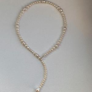 Baroque Natural Freshwater Pearl Necklace QuanZhu Fine Small Beads Sweater Chain Adjustable 45cm Autumn Winter Fashion Jewelry