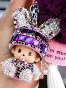 Creative MonChichi Doll Keychain for Cars Cute Princess Car Key Ring Toy Plastic Decorations Hanging Ornament Girls Love
