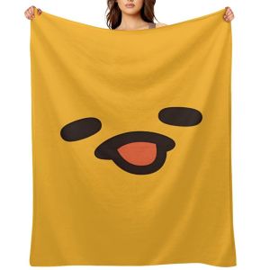 Sanrio | Gudetama Happy Face Flannel Blanket Single Sided 2DPrint Lazy Egg Cozy Blanket Home Dorm Gudetama Fan Vibe Decor Napping Blanket