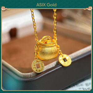 ASIX GOLD Dây Chuyền Mặt Dây Ví Tiền Cao Cấp Dành Cho Nữ Mạ Vàng 24K Và 18K Thiết Kế Hai Đồng Xu Rực Rỡ Phong Cách Thời Thượng Sang Trọng Dây Chuyền May Mắn Không Phai Màu Không Đen Không Dị Ứng Bền Đẹp Quà Tặng