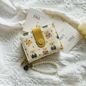 กระเป๋าสตางค์หนัง PU ขนาดเล็ก ความจุขนาดใหญ่ สไตล์การ์ตูนน่ารัก ปิดด้วยซิป กระเป๋าสตางค์ผู้หญิง กระเป๋าสตางค์แบบสั้น กระเป๋าสตางค์หนัง