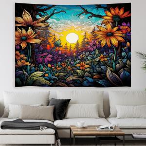 VIKAMA Psychedelic Sunset Daisy Flower Tapestry Bohemian Background Cloth Living Room Decoration Room Decoration