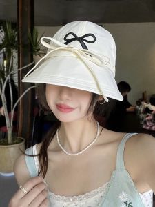 หมวกชาวประมงปักลายผีเสื้อแห้งเร็ว หมวกทรงกว้างป้องกันแสงแดดสำหรับผู้หญิง ฤดูร้อน หมวกทรงกลมแบบสวมสบาย ทรงหวานน่ารัก