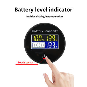 JS-T6 DC 10-100V Circular LCD Digital Multi-Function Touch Switch Battery Voltage Charge Level Display with Temperature Display