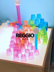 Reggio Transparent Cup Light Table Box Early Education Educational Toys Colorful Cups Shadows Play And Learn Fun for Kids