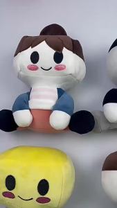 Bandai | 2026 New Blox Buddies Plush Toys Cartoon Girl Black with Hat Yellow Decorative Doll Home Room Gifts for Kids