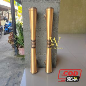 Handle Pintu Rumah Kuningan Antik Motif Godo Polos Ukir 55 cm 2 Pcs