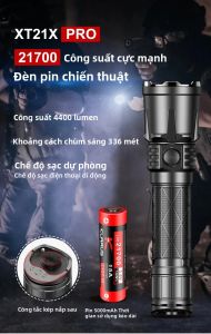 Đèn Pin Chiến Thuật Quân Sự Klarus XT21X Pro 4000 Lumens Đèn Pin LED Có Thể Sạc Lại Với Pin 21700 Để Tự Vệ Màu Đen