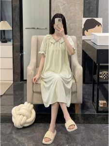 V.C.I | Pale Green Short Sleeve Cotton Summer Sleepwear Dress