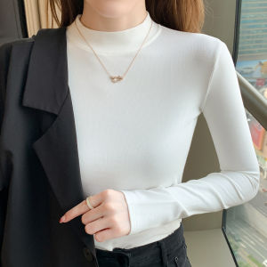 เสื้อยืดคอกลมแขนยาวผู้หญิง ทรงสลิมฟิต ทรงสวมใส่สบาย ทรงปกติ ฤดูใบไม้ร่วง 2025 แฟชั่นใหม่ เสื้อผ้าทำงานสไตล์เกาหลี