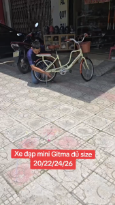 Xe đạp mini GITMA đủ size 20/22/24 /26khung 2 gióng chắc chắn giỏ to kèm bình nước yên trước sau có bọc nệm êm