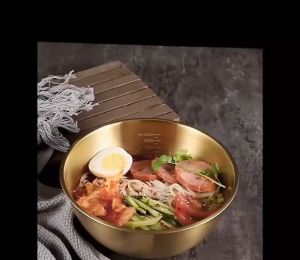 Stainless Steel Fruit Salad Bowls with Scale Korean Style Large Capacity Soup Noodles Ramen Bowl Food