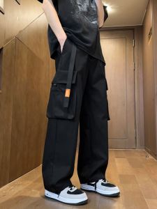 กางเกงขายาวทรงหลวมสไตล์ฮิปฮอปย้อนยุคสไตล์อเมริกันสำหรับผู้ชาย ทรงหลวม กางเกงขายาวทรงหลวมสำหรับใส่ทำงาน