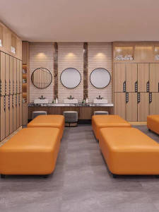 Chic Minimalist Bathroom Long Bench