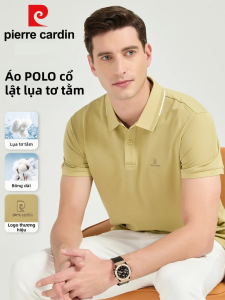 Pierre Cardin | Áo polo nam lụa tơ tằm cổ bẻ trơn màu mát lạnh rủ mềm