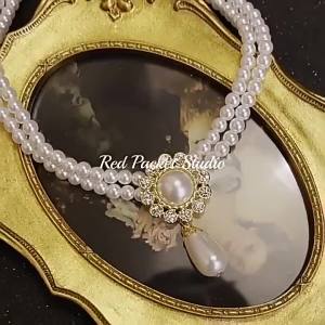 Luxury Vintage Double-layer Pearl Water Drop Crystal Choker Necklace For Women Ladies Pendant Necklace Weddings Bride Jewelry