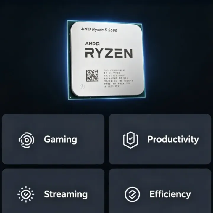 AMD | AMD Ryzen 5 5600 AM4 Socket CPU 6-Core 12-Thread 3.5GHz 7NM 32MB L3 Cache Desktop Processor for B550 B450