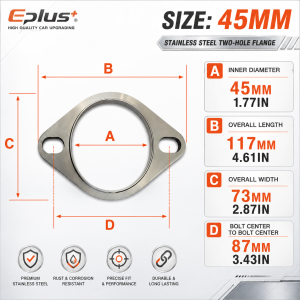 Universal 2-Hole Exhaust Connection Flange Assembly 304 Stainless Steel Flanges Kit Heat-resistant Seal Gasket for Car Exhaust