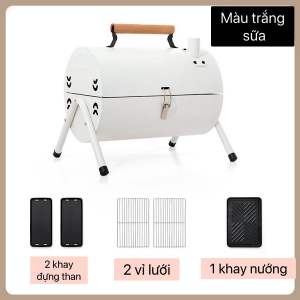 Bếp Nướng Than Hoa BBQ Gấp Gọn Mẫu Mới Cao Cấp 2 Ngăn Có Quai Sách Di Động Kèm 2 Khay Than 2 Vỉ Lưới Và Khay Nướng
