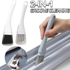 Multifunctional Window Slot Cleaning Brush Door Floor Gap Keyboard Brush+dustpan 2 in 1 Household Sliding Door Rail Gap Cleaning Brush Tool