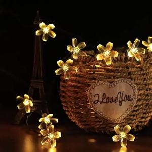 Solar 8 Modes Cherry Garden Blossom Flower Lights Garlands String Lights Outdoor Wedding Lawn Pathway Christmas Decoration Lamp