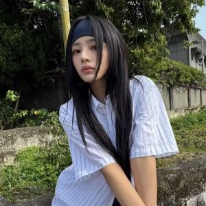 Minji Brand Knitted ยืดได้ ที่คาดผมสําหรับออกกําลังกาย ผู้หญิง สไตล์สปอร์ต ที่คาดผมแบบไม่มีรอยต่อ เรียบง่าย มีสไตล์ เครื่องประดับสไตล์เกาหลีสด