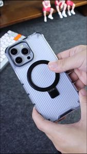 Ốp lưng Samsung S24 Ultra vòng giá đỡ từ tính hỗ trợ sạc không dây chống sốc vân sọc siêu bền