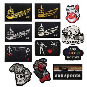 FOG Forward Observation CanoeSkullBlackbeard Edward Embroidered Clothes AppliquePVC Patches Tactical Emblem Glow in Dark